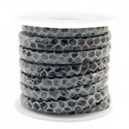 Gestikt imi leer 6x4mm snake Anthracite grey